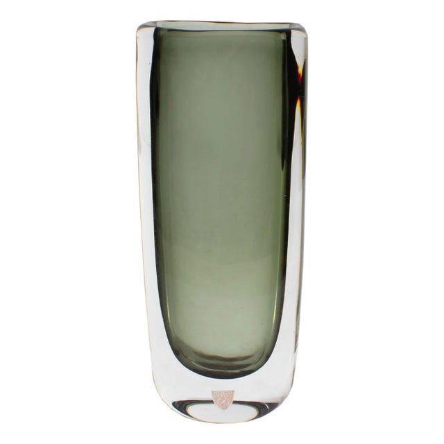 Nils Landberg Orrefors Swedish Sommerso Glass Vase For Sale