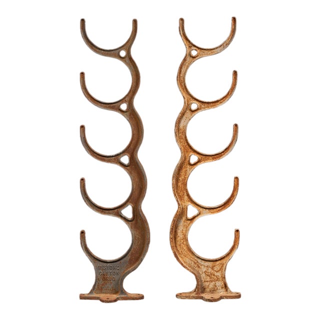 Antique Industrial Cast Iron Pipe Rack Set by Yohe Supply Co. For Sale