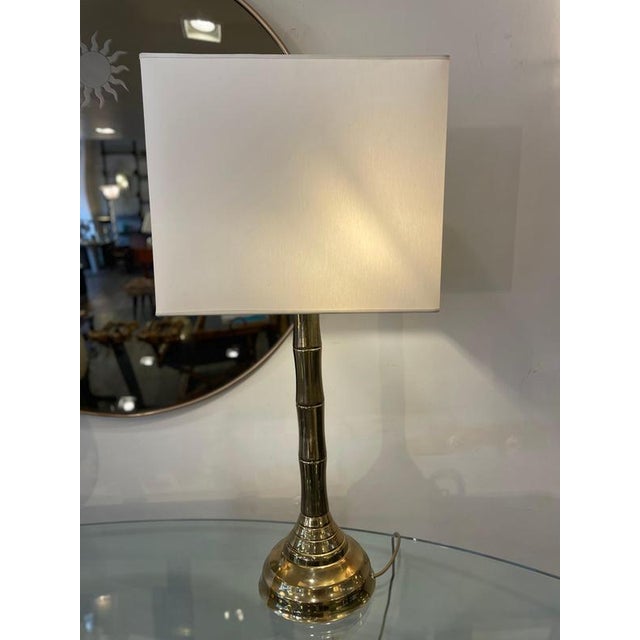 Brass Table Lamp with a Faux Bamboo Stem, 1970s For Sale - Image 6 of 13