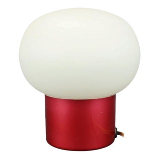 Czechoslovak Space Age Burgundy Red Opaline Glass Table Lamp, 1970s For Sale