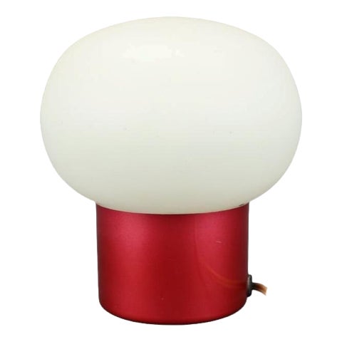 Czechoslovak Space Age Burgundy Red Opaline Glass Table Lamp, 1970s For Sale