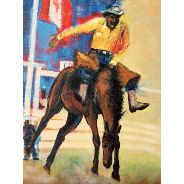 Mid 20th Century Vintage Rodeo Oil Painting For Sale - Image 5 of 11
