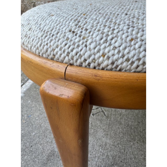Pair of Mid 20th Century Danish Blonde Wood Stools With Upholstered Tops For Sale - Image 9 of 14