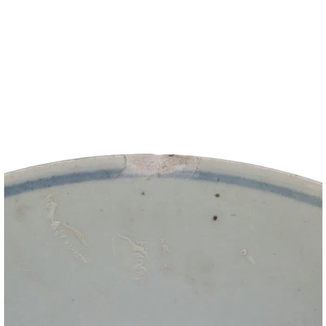 Large Antique Chinese Ming Dynasty Blue & White Porcelain Bowl For Sale - Image 4 of 10