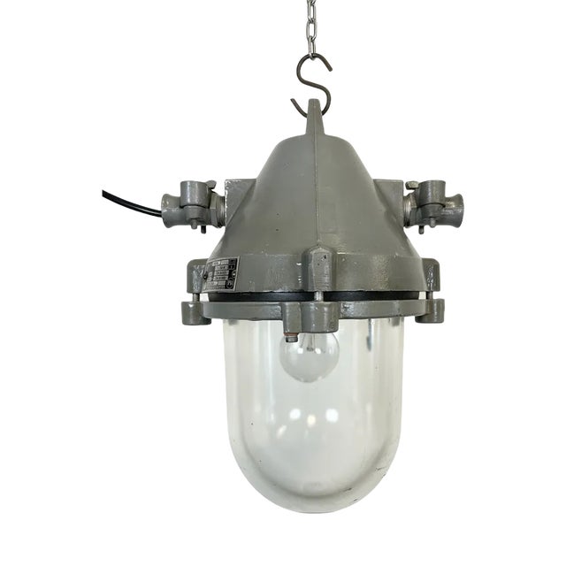 Dark Grey Industrial Cast Aluminium Explosion Proof Lamp from Elektrosvit, 1960s For Sale