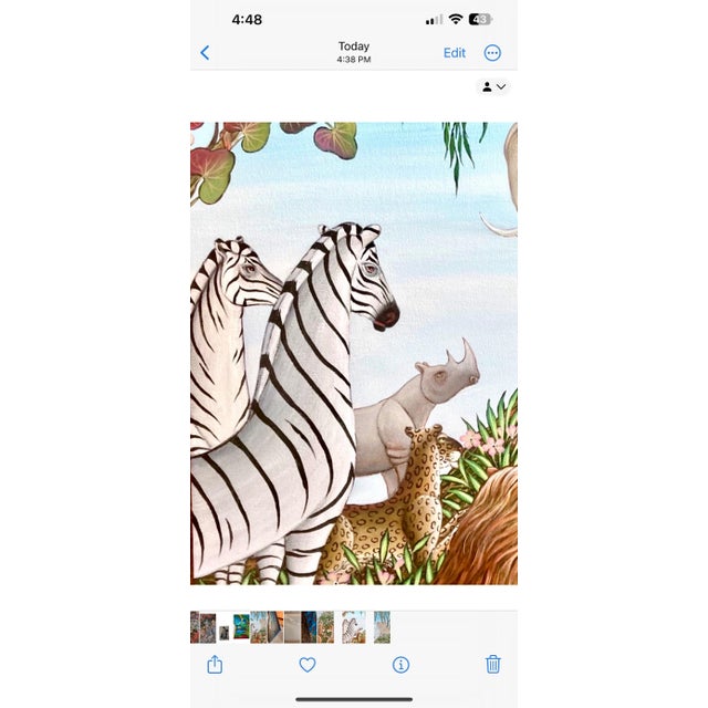 Gustavo Novoa, Elephant and Lions, Animal Paradise Jungle Painting Surrealist Art Gustavo Novoa, 2004 For Sale - Image 4 of 7