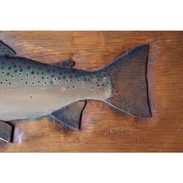 1977 Signed Carved Wood Trout Wall Sculpture, Attributed to Terry Hague For Sale - Image 12 of 18