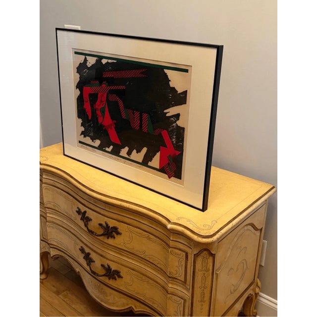 Vintage 1977 Mask Wood Block Print Japanese Kunihiro Amano Signed Numbered Framed For Sale - Image 4 of 14