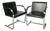 Pair of Mies Van Der Rohe Brno Style Flat Bar Chair in Black Leather, 1990s For Sale