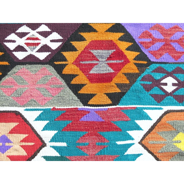 Tangerine Mid 20th Century Turkish Boho Kilim Handmade Area Rugs For Sale - Image 8 of 13