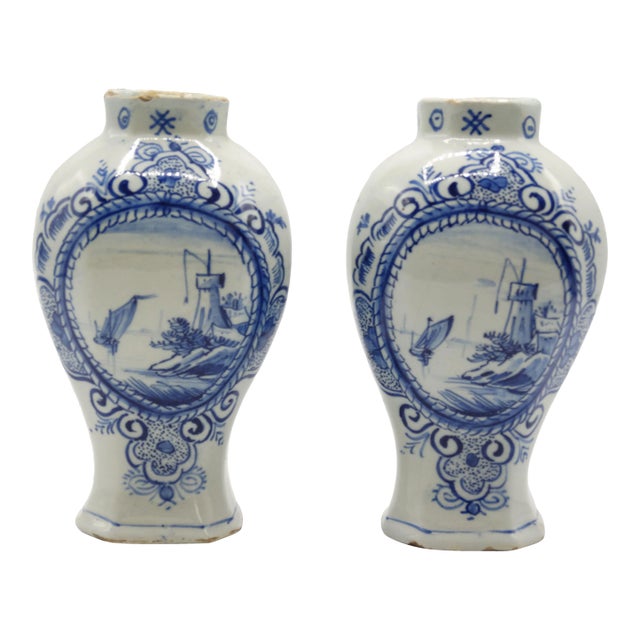 18th-Century Dutch Delft Vases, Maker's Mark For Sale