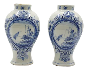 18th-Century Dutch Delft Vases, Maker's Mark