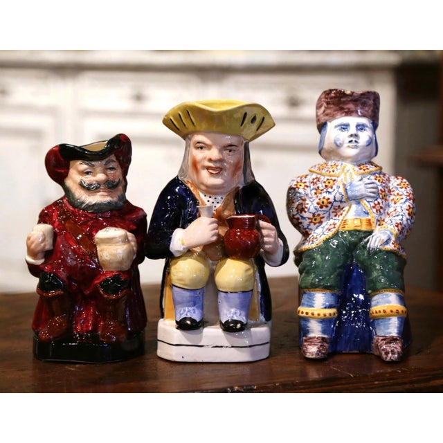 19th Century English and French Majolica Figural Pitchers, Set of 3 For Sale - Image 13 of 13