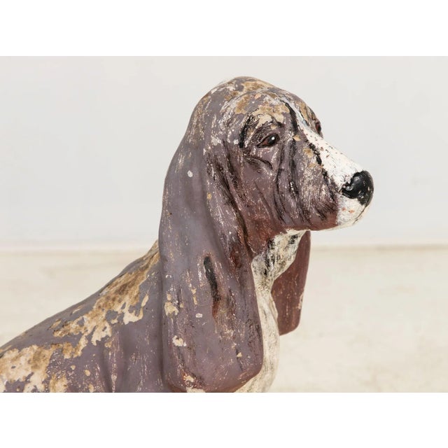 Sculpture Materials Cast Stone Blood Hound Dog Garden Ornament With Paint, Engand 1950s For Sale - Image 7 of 7