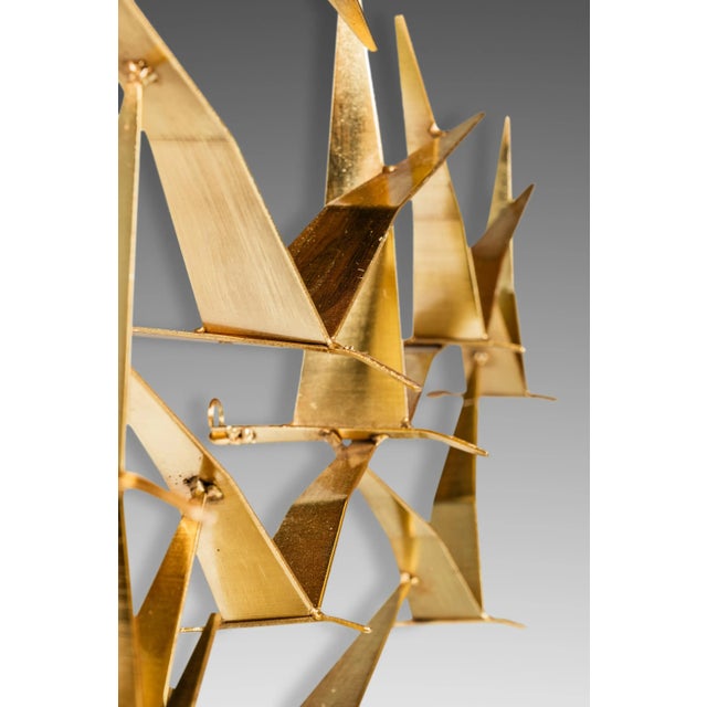 Metal Signed Mid-Century Modern "Birds in Flight" Brass Sculpture by Curtis Freiler & Jerry Fels for Curtis Jeré, Usa, C. 1994 For Sale - Image 7 of 12