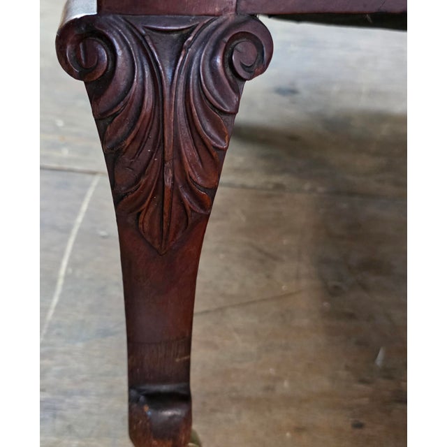 Antique Circa 1900 Chippendale Revival Carved Mahogany Wingback Easy Chair With Acanthus-Carved Cabriole Legs For Sale - Image 11 of 12