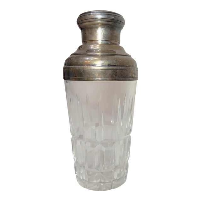 Vintage Handmade Saint Louis Cut Crystal Silver Plate Cocktail Drink Shaker Bar For Sale