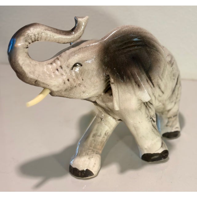 Folk Art Folk Art Paint Variation Ceramic Elephant For Sale - Image 3 of 8