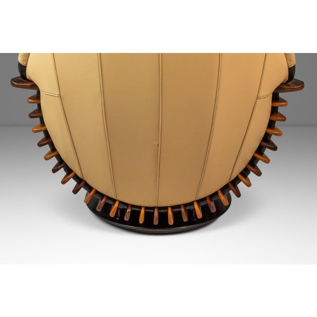 Set of Two (2) Art Deco Organic Modern "Luxor" Armchair / Lounge Chairs in Leather, Spruce & Palmwood Attributed to Pacific Green, Australia, C. 2000s For Sale - Image 16 of 18