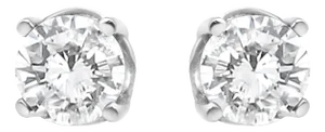 14K White Gold 3/4 Cttw Lab Grown Diamond 4-Prong Classic Stud Earrings