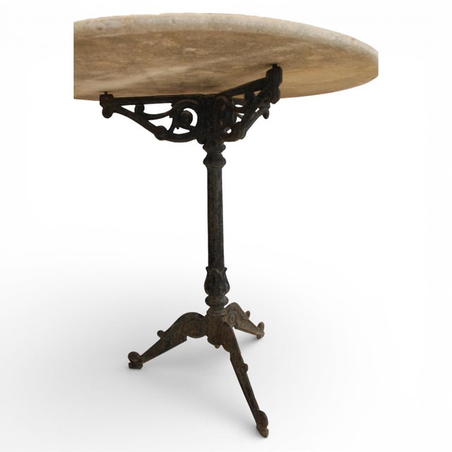 French 19c French Antique Stone Top Table With Iron Base For Sale - Image 3 of 5