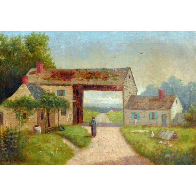 American Farmstead Lane - 1930's Figurative Landscape by S E George For Sale - Image 3 of 7