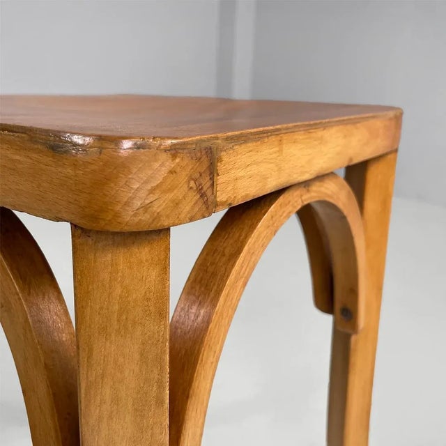 Mid-Century Modern French Wooden Stools by Luterma, 1950s, Set of 6 For Sale - Image 10 of 14