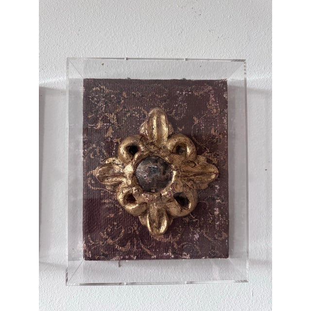 Antiqued Hand-Made Convex Mirror Architectural Fragment in Acrylic Case For Sale - Image 10 of 12