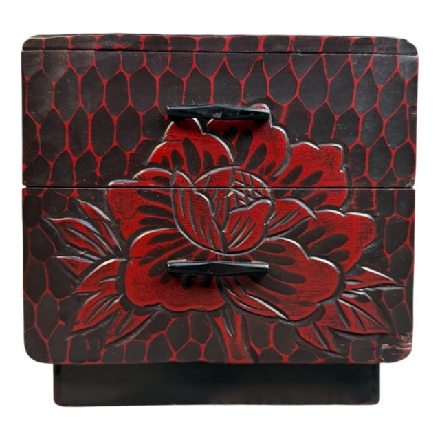 Small Kamakura-Bori Haribako Peony Jewellery Chest, Japan, 1970s For Sale