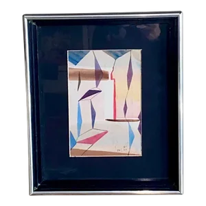 Mid-Century Modern Abstract Watercolor by Listed Artist Jane Downs Carter