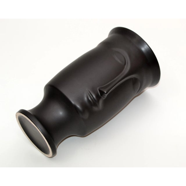 Mid-Century Modern Black Face, Head Ceramic Vase Pottery For Sale - Image 10 of 13