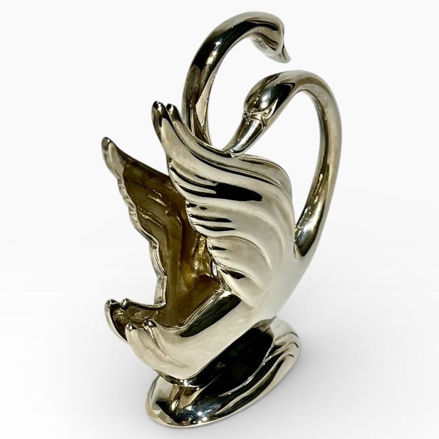 Vintage French Silver Plate Swan Mail or Napkin Holder For Sale - Image 4 of 12