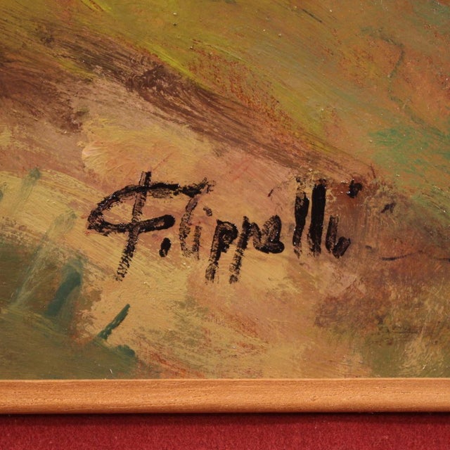 Modern C. Filippelli, Italian Landscape, 1950, Oil on Panel For Sale - Image 3 of 16