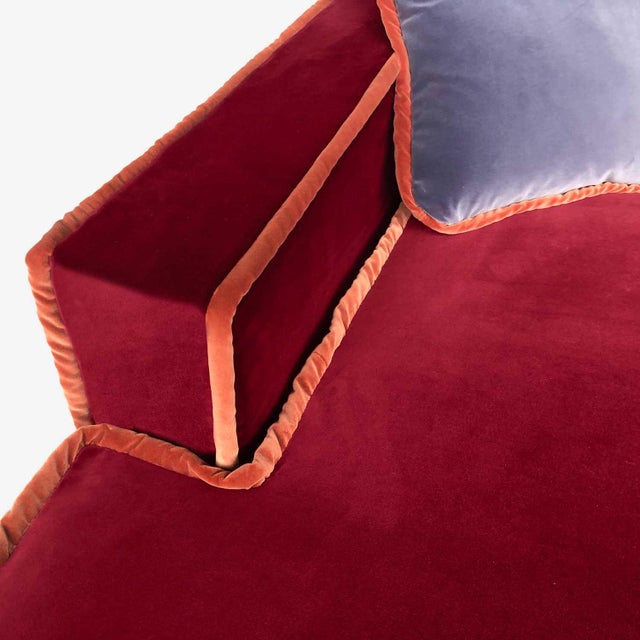 Rafaella Chaise Sofa in Red and Rusty Velvet from Biosofa For Sale - Image 10 of 14