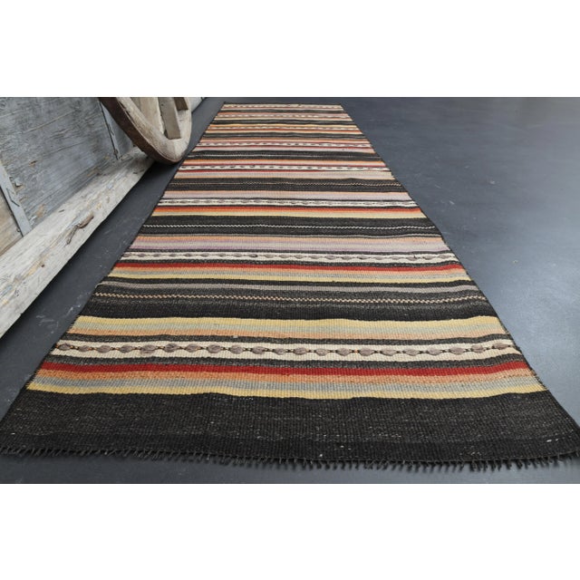 Mediterranean Vintage Turkish Oushak Handmade Wool Cotton Beige Runner Rug For Sale - Image 3 of 11