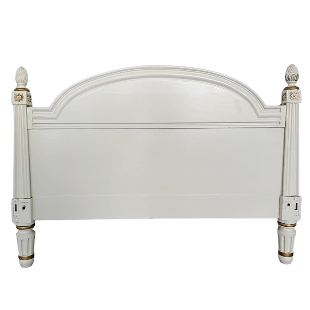 Mid-Century French Louis XVI Style Creme Peinte & Gilt Twin Cane Beds - A Pair For Sale - Image 18 of 18