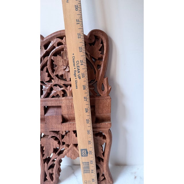 1970s Hand-Carved Wooden Foldable Book Stand - Brown For Sale In Greensboro - Image 6 of 7