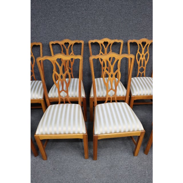 Late 20th Century Set of 10 Harden Chippendale Style Cherry Dining Chairs For Sale - Image 5 of 14