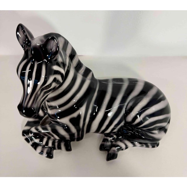 Ceramic Glazed Ceramic Zebra Sculpture, Bassano, 2000s For Sale - Image 7 of 10