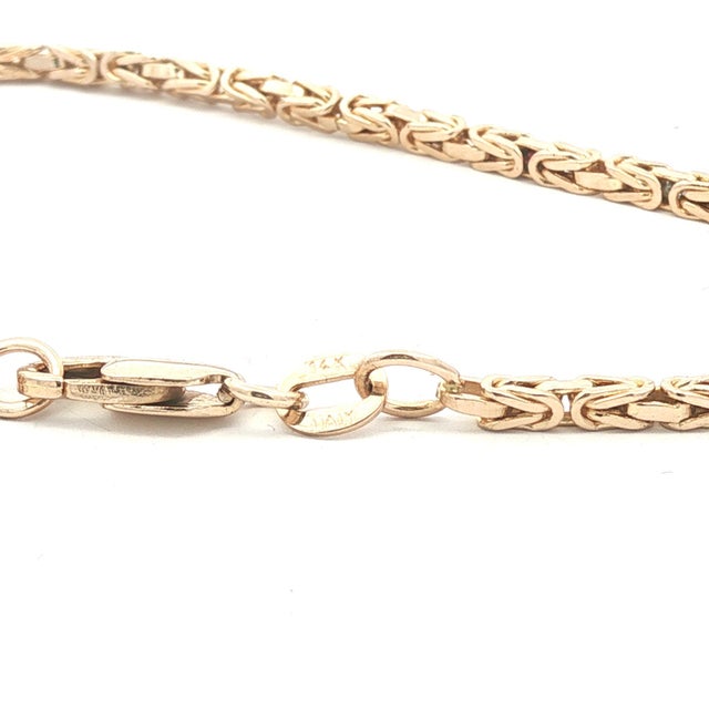 A Vintage Solid 14k Yellow Gold Byzantine Link 7" Bracelet For Sale - Image 4 of 4