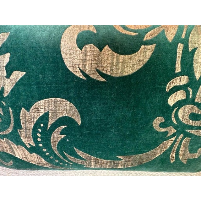 Pair of Stenciled Green Velvet Pillows by Nomi For Sale In Los Angeles - Image 6 of 7