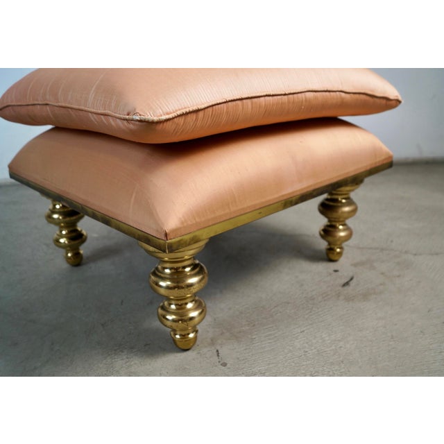 1980’s Hollywood Regency Brass Ottoman / Stool For Sale - Image 9 of 12