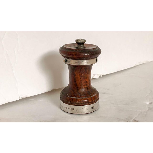 Antique Pepper Mill Sterling Silver and Turned Wood Chairish