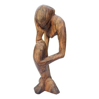 Figure of the Thinker in Afromosia African Teak, Gambia, 1970s For Sale