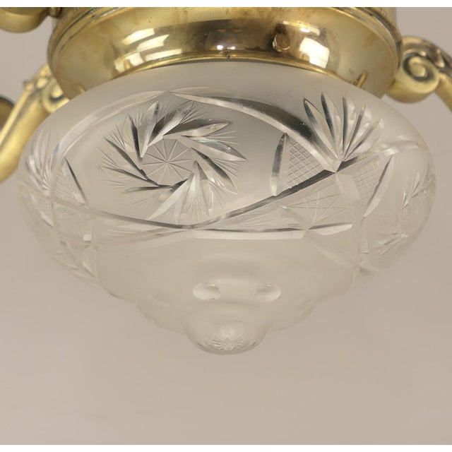 Brass Chandelier with 6 Candles, Budapest, 1930s For Sale - Image 10 of 13