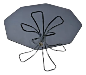 Bassett Mirror Co. Chrome and Black Glass Dining Table Vintage 1970s With Tag