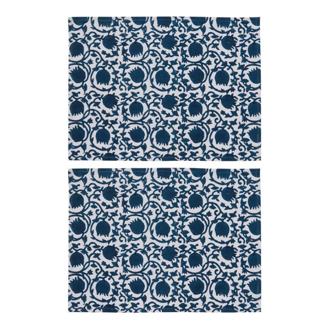 Lotus Blue Placemat - a Pair For Sale
