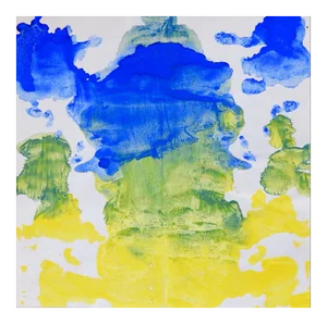 Abstract Rorschach Blue Green Yellow Painting