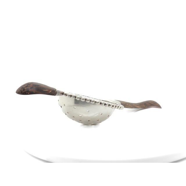 Late 20th Century John Hardy Sterling Silver & Palm Wood Tea Strainer For Sale - Image 5 of 11