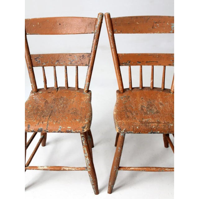 Antique Primitive Dining Chairs Set of 4 For Sale - Image 4 of 12